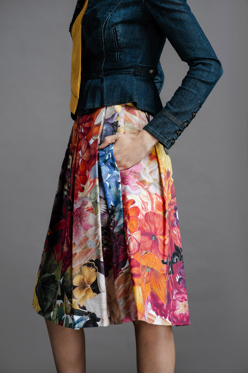 Cropped view of the by Audrey & Grace Zero Waste Box Pleat Big Bloom skirt