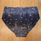 Night Snow Big Girls Briefs back view showing high-waisted design and tonal abstract print - ethical women's underwear Australia"