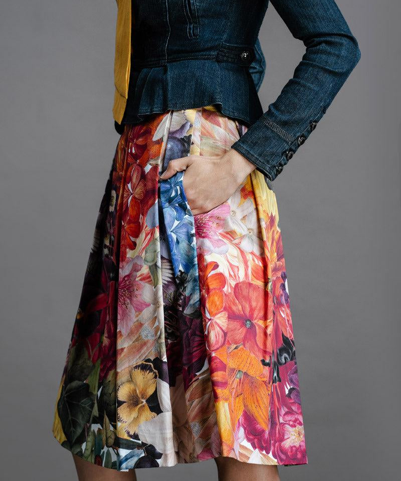 Cropped view of the by Audrey & Grace Zero Waste Box Pleat Big Bloom skirt