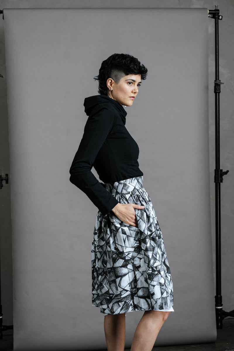 by Audrey and Grace Black Ruby Jumper, fitted Australian womens jumper black with long sleeves and cowl neck