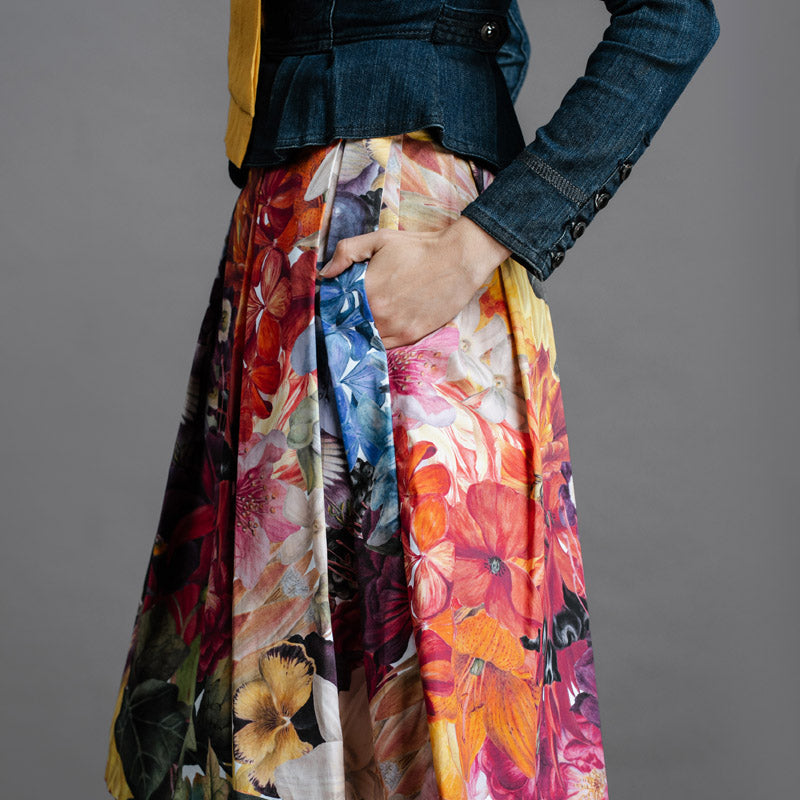 Cropped view of the by Audrey & Grace Zero Waste Box Pleat Big Bloom skirt