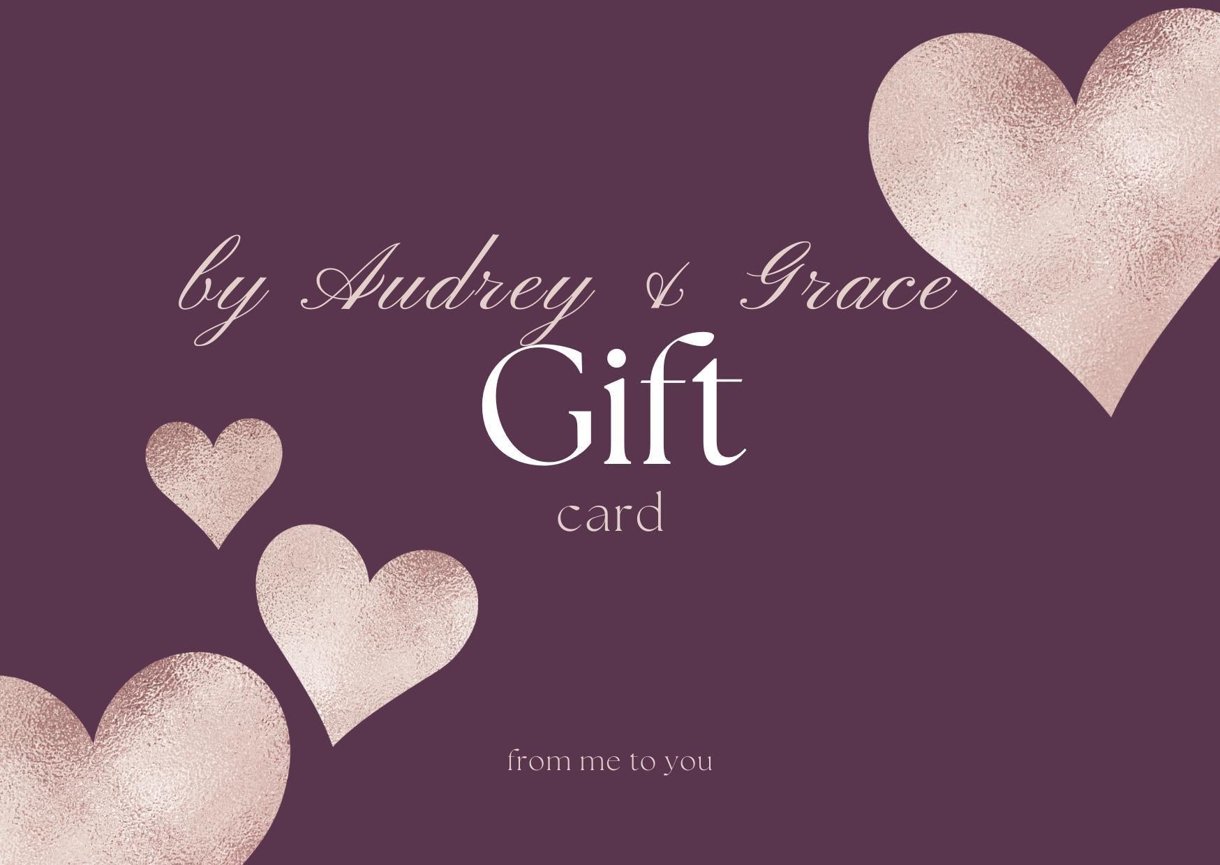 Digital gift card from by Audrey & Grace – sustainable Australian women’s clothing and gift ideas made in Melbourne