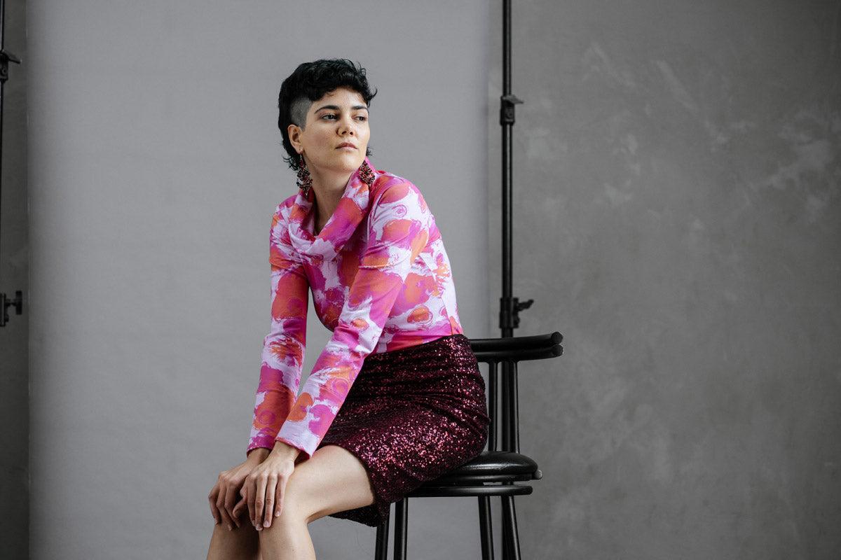 Colourful Ruby Jumper styled for winter – Ethical Australian women’s clothing