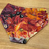 Australian made womens underwear the Big Girls Briefs in the Big Bloom print face down showing Sturts desert pea, Lillies and other beautiful blooms