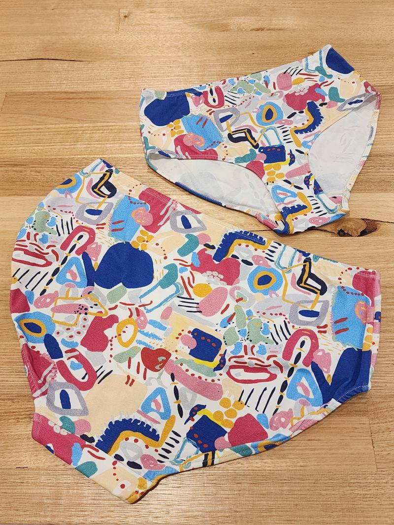 Big Girls Briefs in the Magnetic print, Australian made cotton underwear 2 pairs, one back view and the other smaller pair, front view
