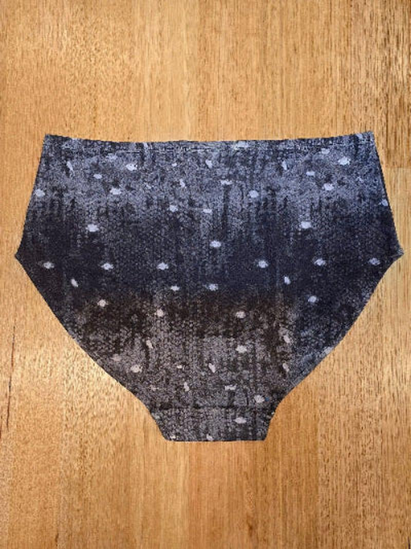 Night Snow Big Girls Briefs back view showing high-waisted design and tonal abstract print - ethical women's underwear Australia"