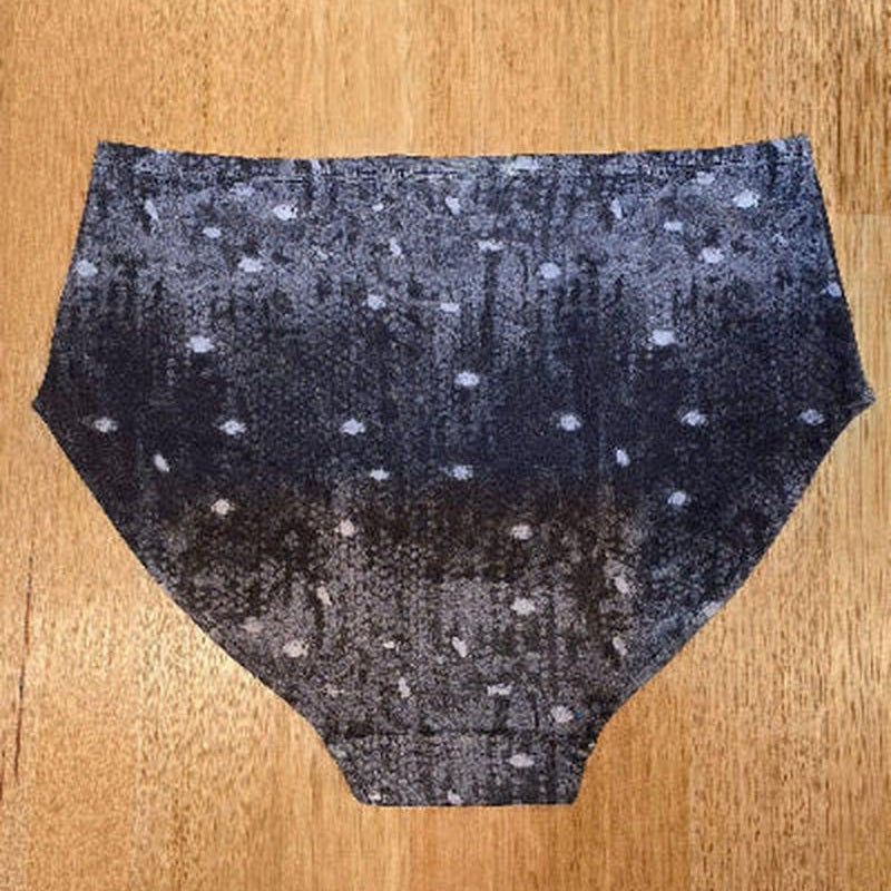 Night Snow Big Girls Briefs back view showing high-waisted design and tonal abstract print - ethical women's underwear Australia"