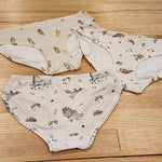 Big Girls Briefs in the Thongs print, Australian made cotton underwear shown with two other pairs in other prints