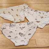 Big Girls Briefs in the Thongs print, Australian made cotton underwear shown with two other pairs in other prints