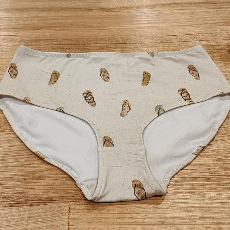 Big Girls Briefs in the Thongs print, Australian made cotton underwear Front View