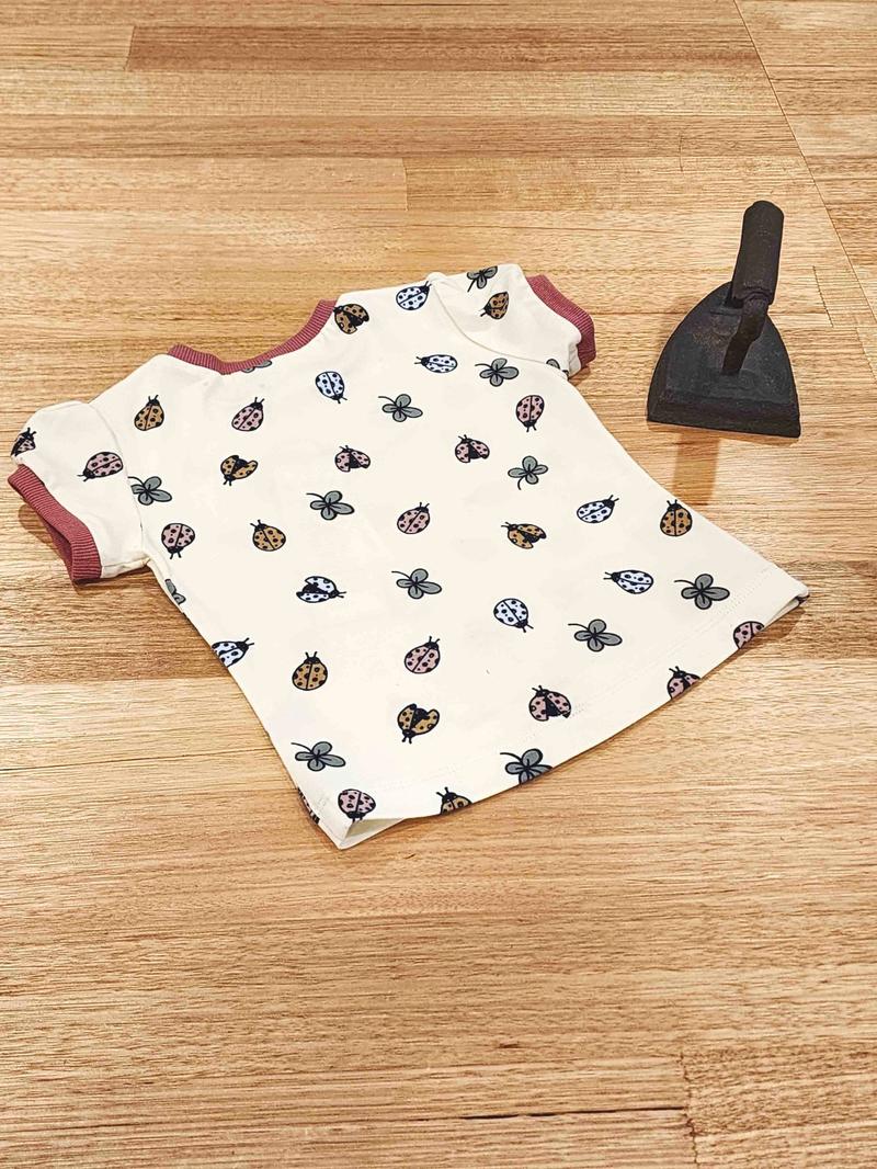 Kids puff sleeve tee in Lady Bugs print, organic cotton Back