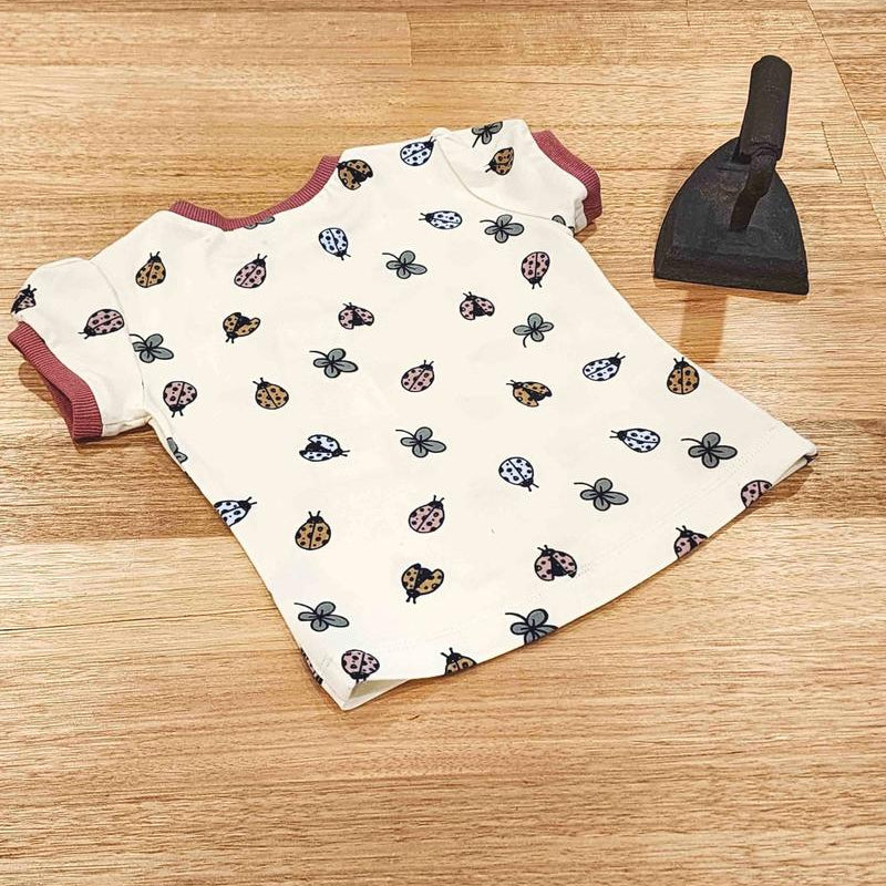 Kids puff sleeve tee in Lady Bugs print, organic cotton Back