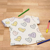 Kids puff sleeve tee in Smiley Hearts print, organic cotton front 2