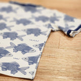 Kids raw edge tee in Fish print, organic cotton — back flat lay cropped