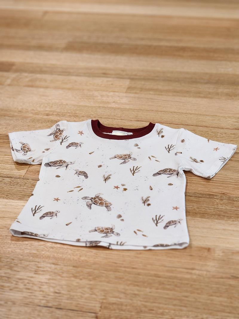 Kids tee in Turtles print, Australian cotton Front View