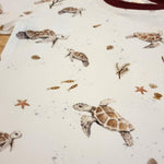 Kids tee in Turtles print, Australian cotton close up