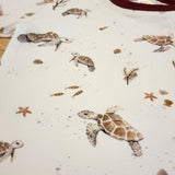 Kids tee in Turtles print, Australian cotton close up