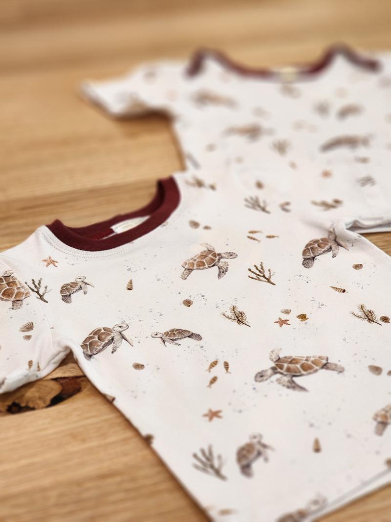 Kids tee in Turtles print, two Australian cotton
