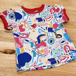 Kids puff sleeve tee in Magnetic print, Australian cotton Front View