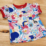 Kids puff sleeve tee in Magnetic print, Australian cotton Front View
