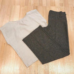 Flat Lay of the Zero Waste Top in Sand colour with Wide leg trousers 