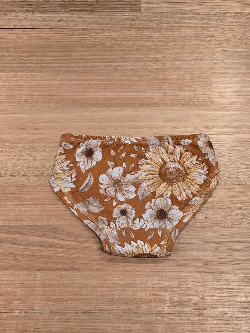 Little Girls Briefs Sunflowers - Comfortable Australian Made Underwear-Girls Underwear-2-3-byaudreyandgrace