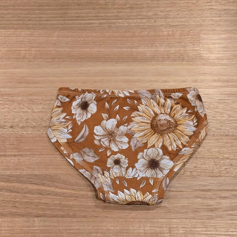 Little Girls Briefs Sunflowers - Comfortable Australian Made Underwear-Girls Underwear-2-3-byaudreyandgrace