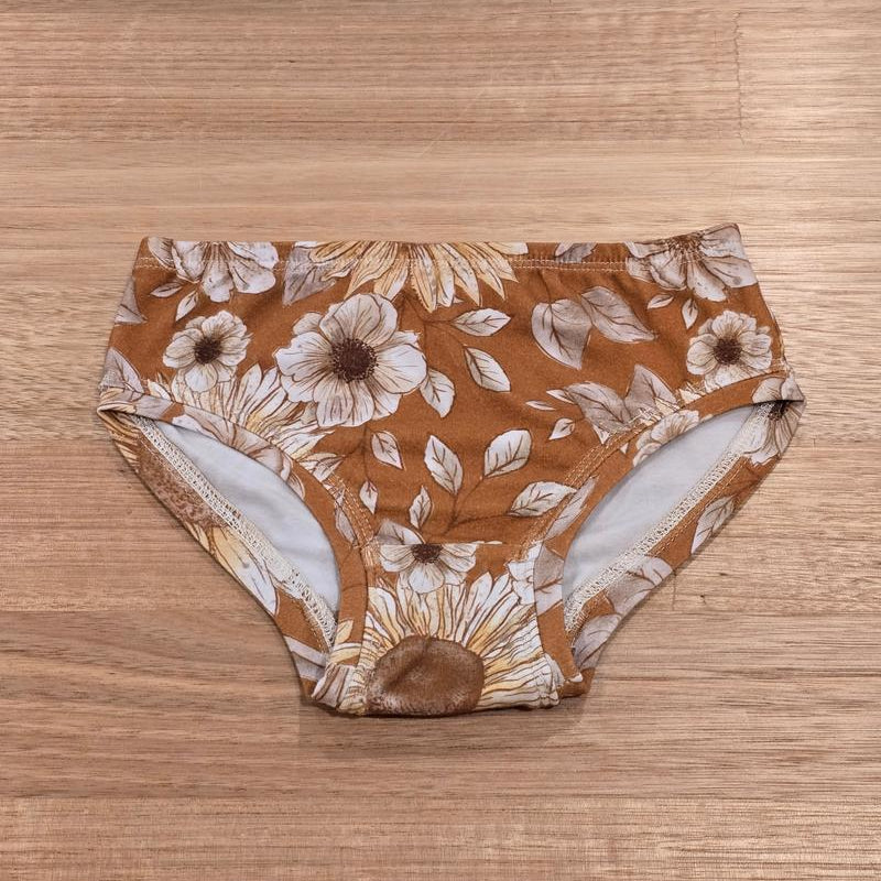 Little Girls Briefs Sunflowers - Comfortable Australian Made Underwear-Girls Underwear-2-3-byaudreyandgrace