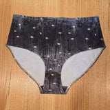 Night Snow Big Girls Briefs featuring abstract night sky print in charcoal and grey tones - Australian made cotton underwear