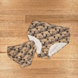 Matching mother and daughter underwear in the Mother and Child print, Australian women's and children's underwear made ethically in Melbourne