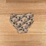 Little Girls Briefs in the Mother and Child print, back view, Australian made kids underwear