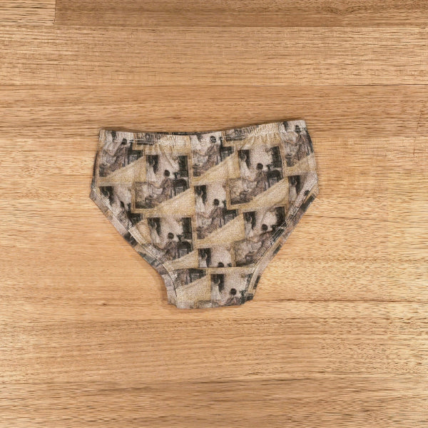 Little Girls Briefs in the Mother and Child print, back view, Australian made kids underwear