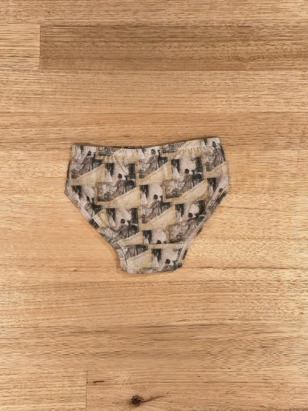 Little Girls Briefs in the Mother and Child print, back view, Australian made kids underwear