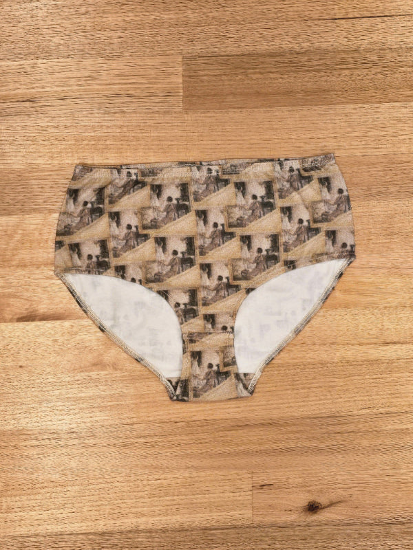 Girls Briefs in the Mother and Child print, front view, high waist Australian women's underwear made in Melbourne