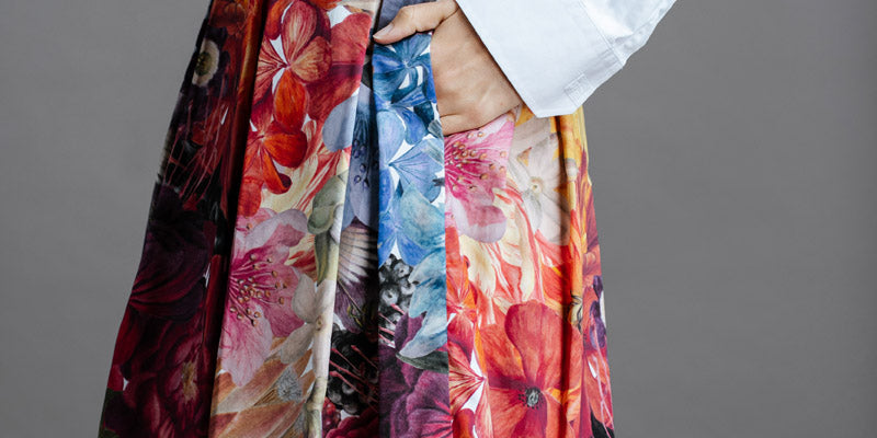 Zero Waste Box Pleat Skirt Big Bloom-Skirt-6-byaudreyandgrace