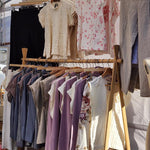 The Ruby Jumper Lavender, with large cowl neck, Australian Women's Jumpers made from Australian cotton — Front facing styled on mannequin