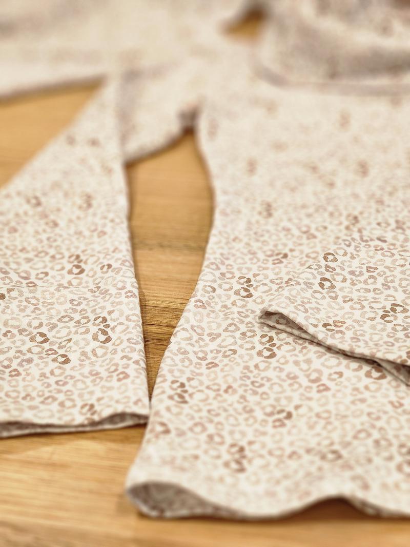 The Ruby Jumper Leopard Print, with large cowl neck, Australian Women's Jumpers made from Australian cotton — Flat lay close up