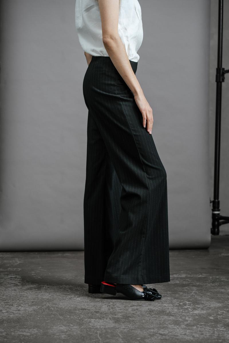 Pin Stripe Trousers - Grey Italian Wool-Pants-8-byaudreyandgrace