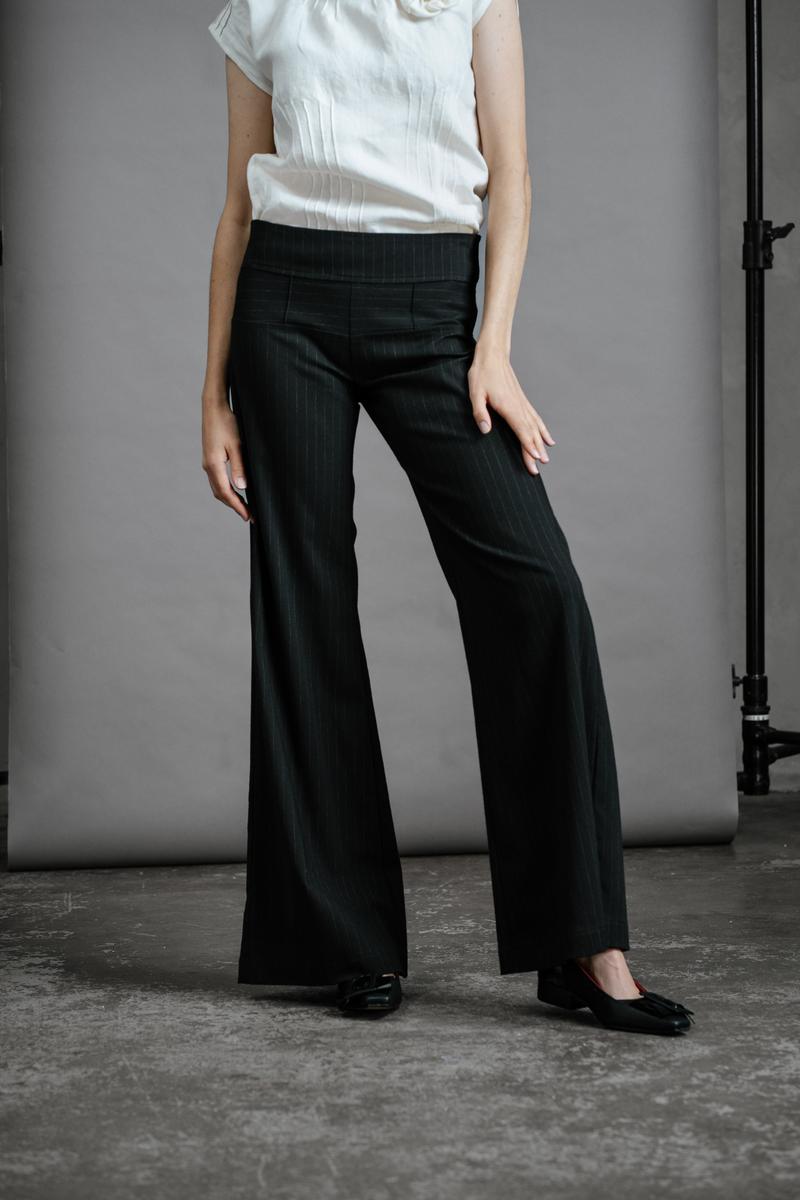 Pin Stripe Trousers - Grey Italian Wool-Pants-8-byaudreyandgrace